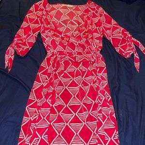 Hot pink with white pattern dress